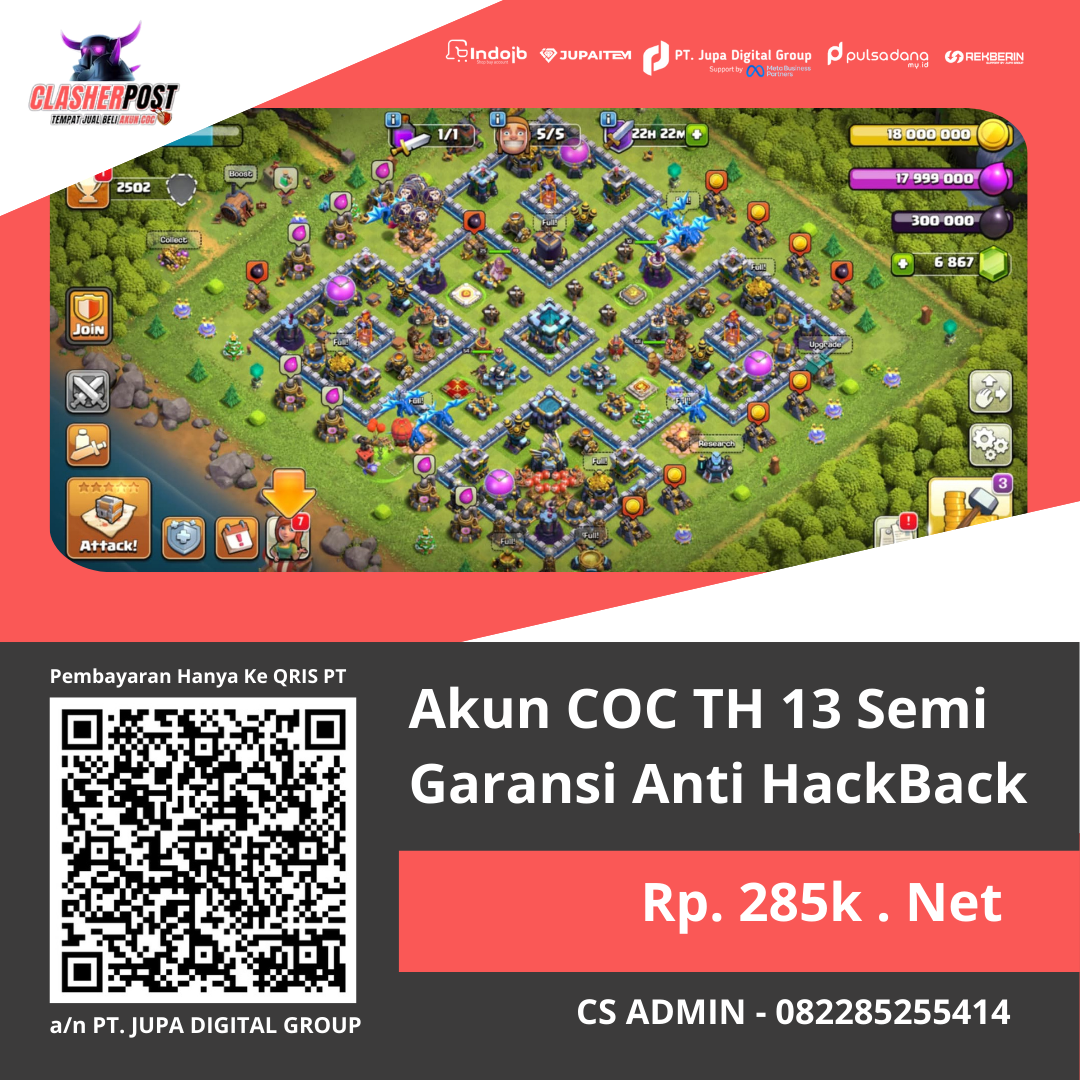Akun Clash of Clans TH13 Semi