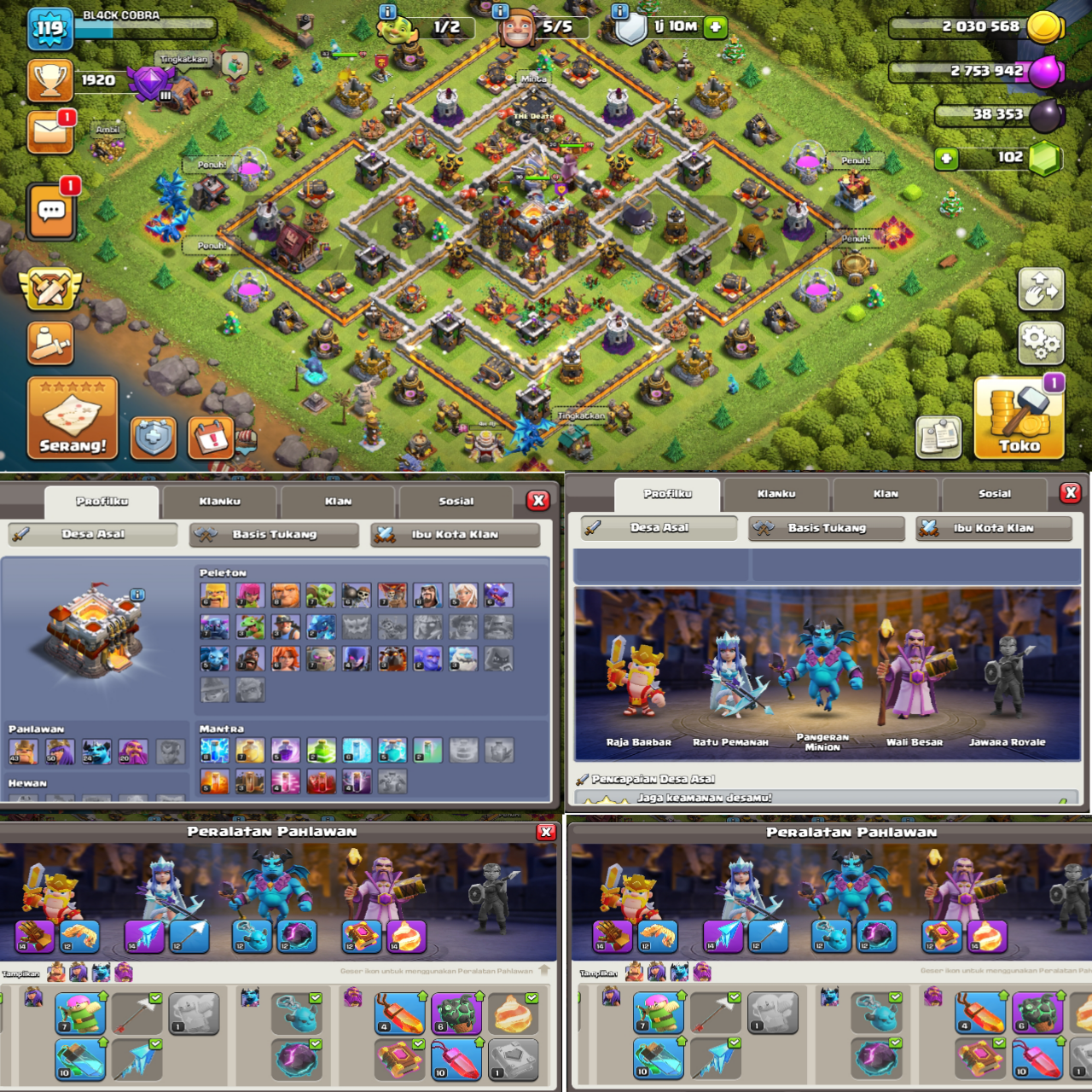 Jual akun coc Th 11 full up