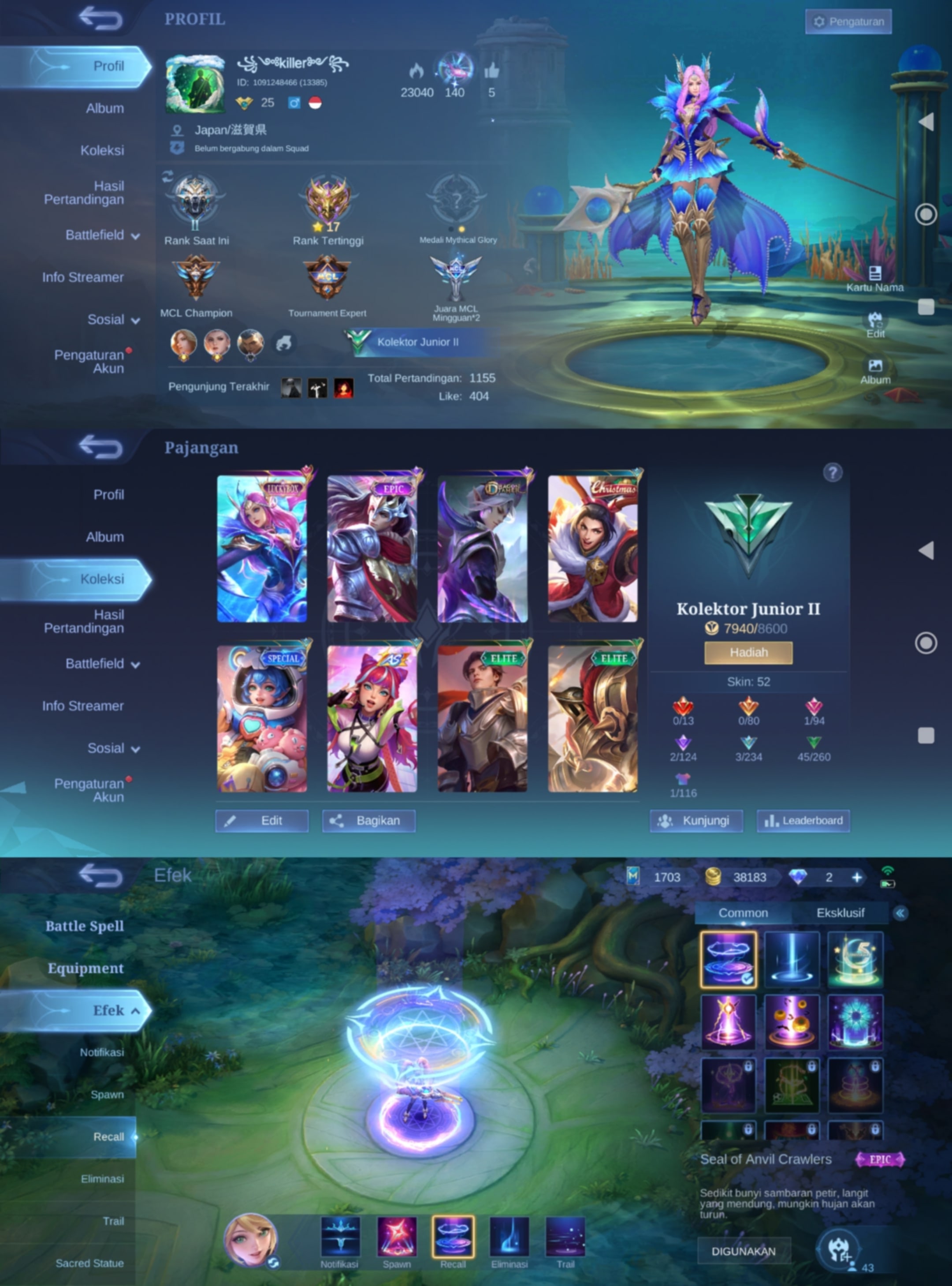 Akun ML Save Murah Garansi Stock Admin