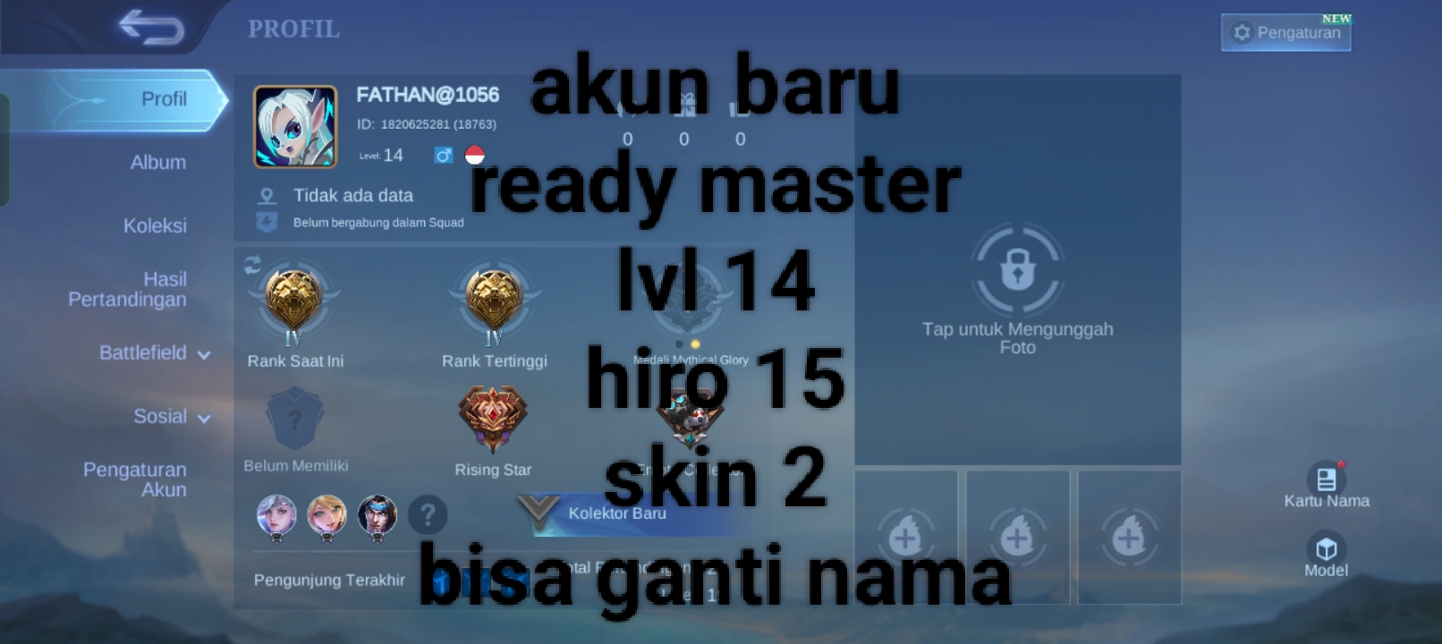 Jual akun ml murah