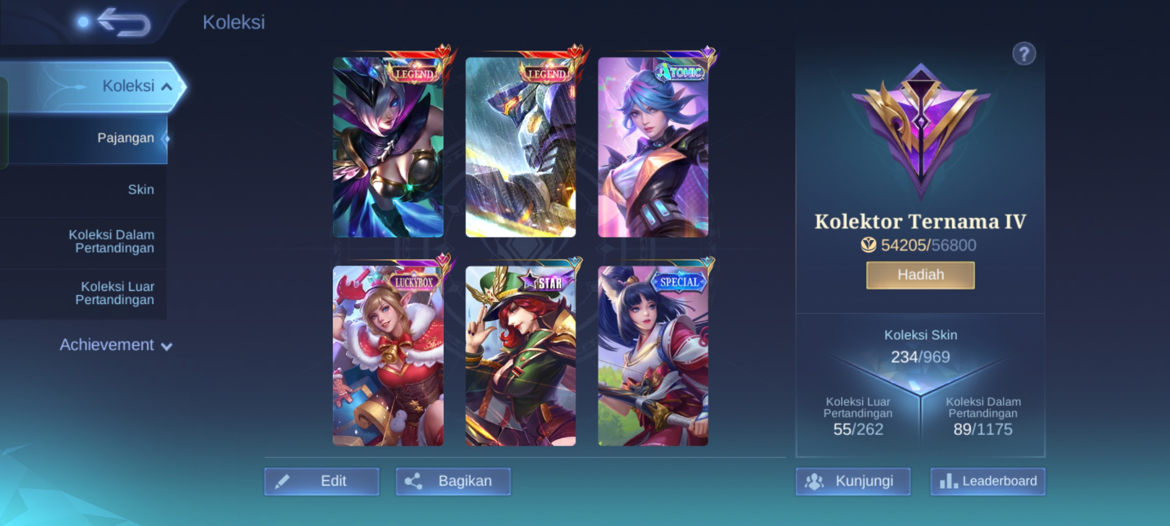 Akun mlbb 3 skin legend