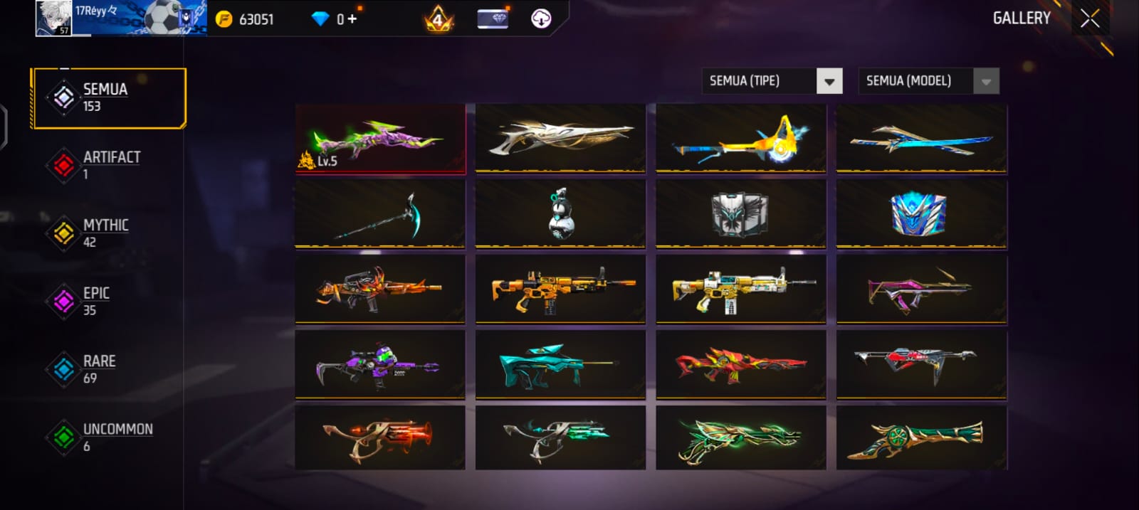FREE FIRE SKIN ELIT SENJATA SULIT