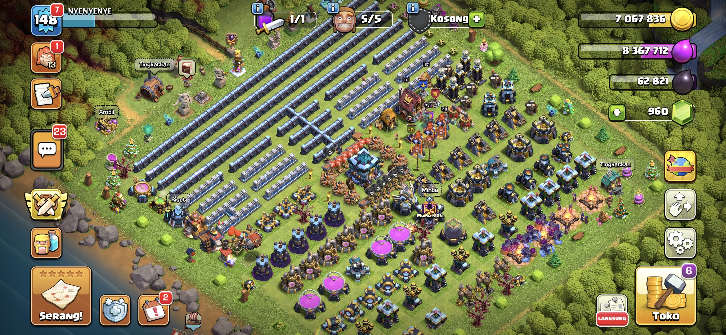 Jual akun coc th 13mx