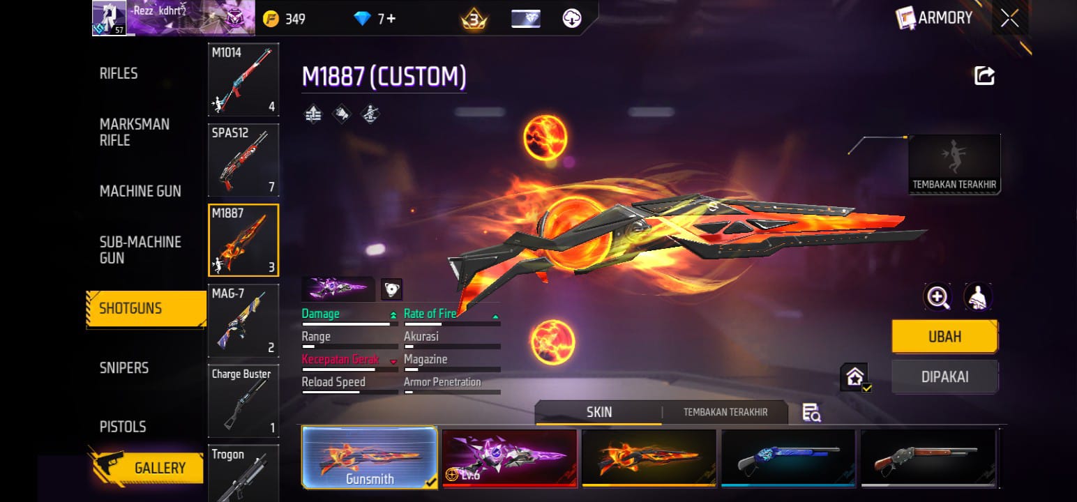 Akun FF SG 2 jt level 6+SG meteor