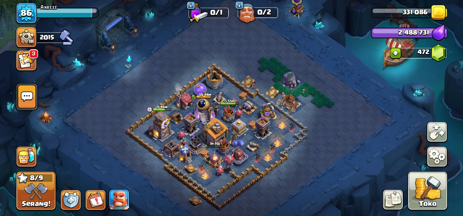 Akun coc th 10 tembok full upgrade