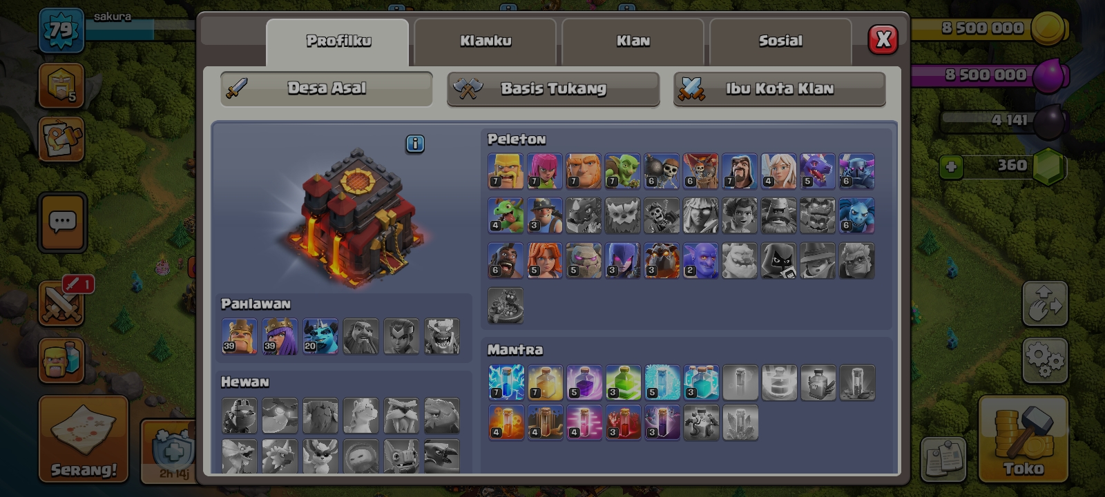 akun coc th 10 max tinggal up 11