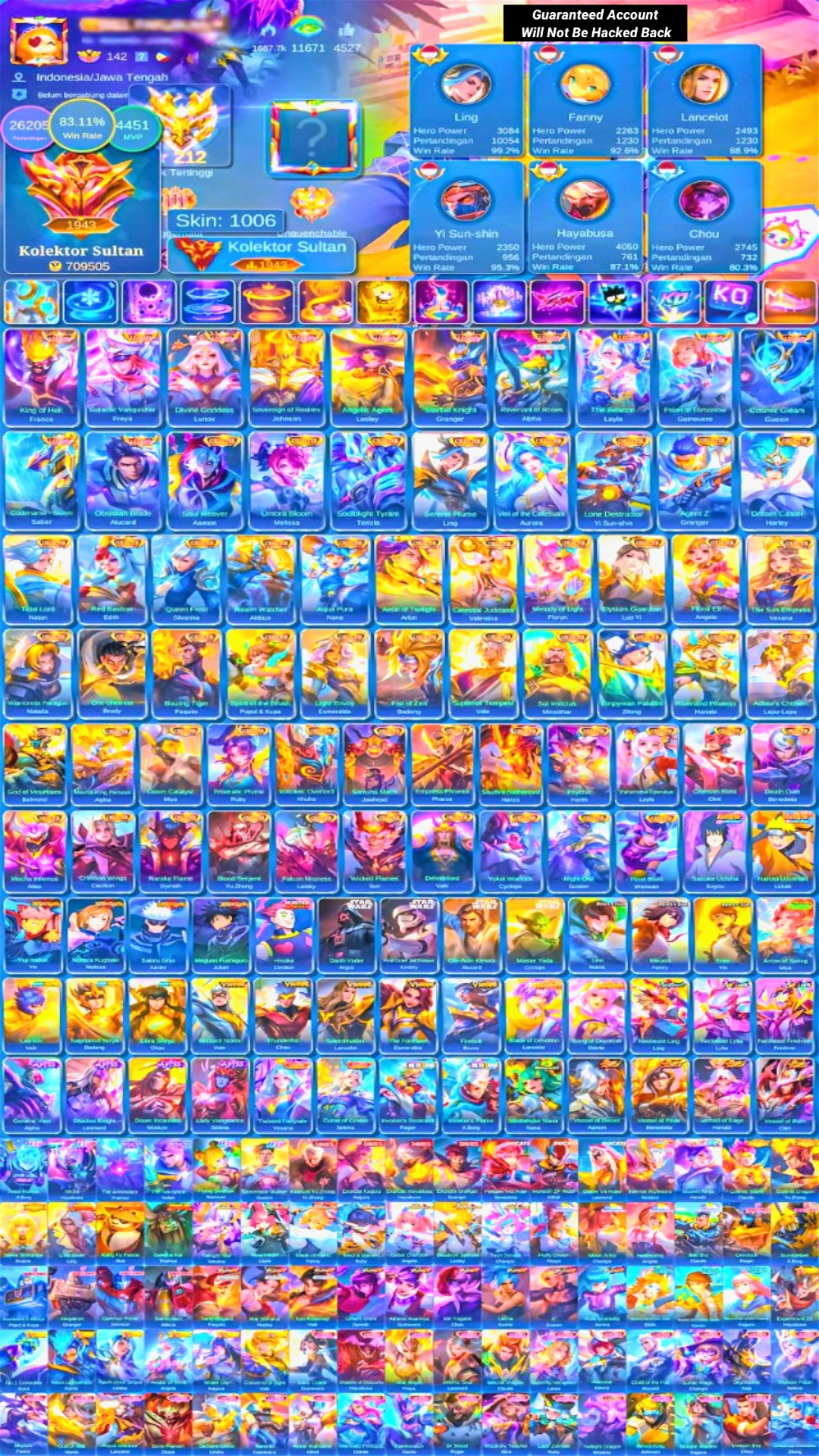World Colletor | Border Airplane | Skin 1006 | 12 Legend | 52 Collector | Full Skin Aot,Jujutsu,Dawning,Saint Seiya,Abyss,Starwars,11.11 | Dll