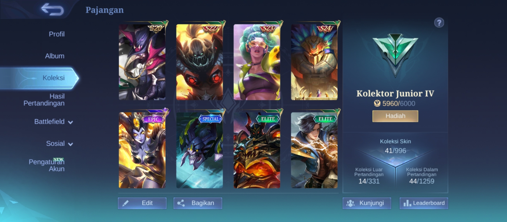 Akun mobile legend Glory 54